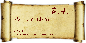Póra Arián névjegykártya