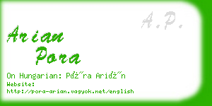arian pora business card